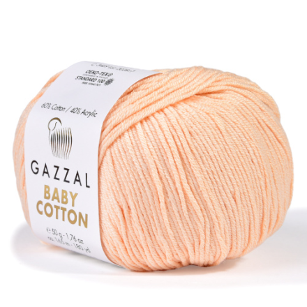 Baby Cotton (Gazzal) 3469 св.персик, пряжа 50г