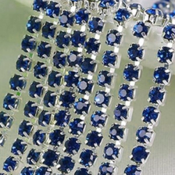 06 Blue zircon в серебряном цапе, стразовая цепочка 2,4 мм 1 м