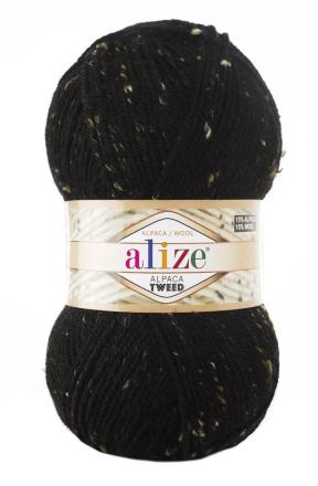 Alpaca Tweed​ (Alize) 60 черный, пряжа 100г