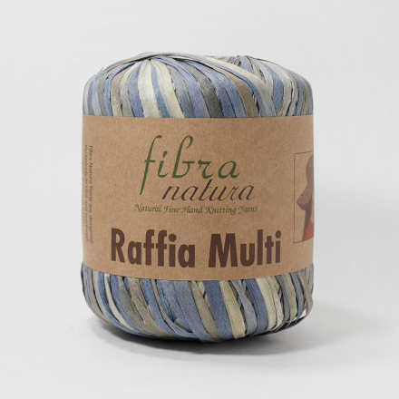 Raffia Multi (Fibra Natura) 117-09 голубой-бежевый, пряжа 35г