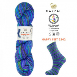 Happy Feet (Gazzal) 3242 фиолетовый принт, пряжа 100г
